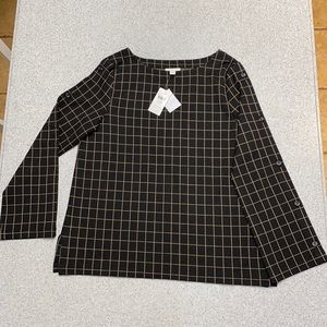 J. Jill NWT Black Knit Long Sleeve Stretch Top M